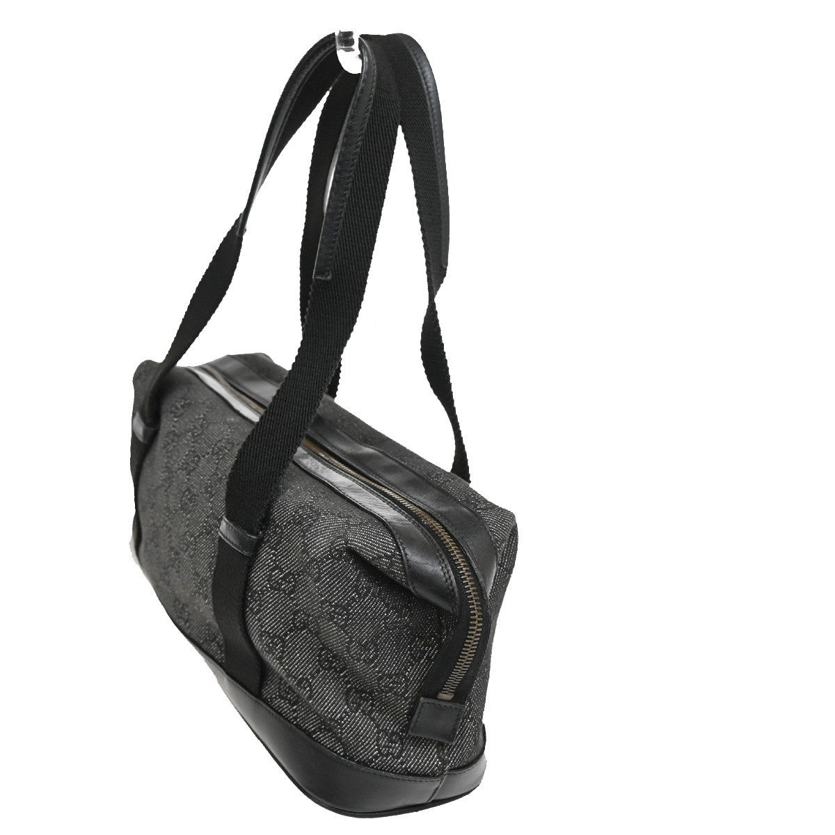 GUCCI GG Pattern Shoulder Hand Bag GGCanvas Leather Gray Black GHW 36TA167