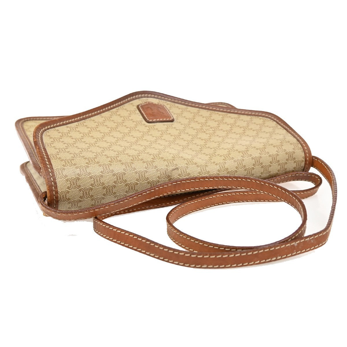 CELINE Logo Macadam Pattern Shoulder Bag PVC Leather Brown Italy 02EF821