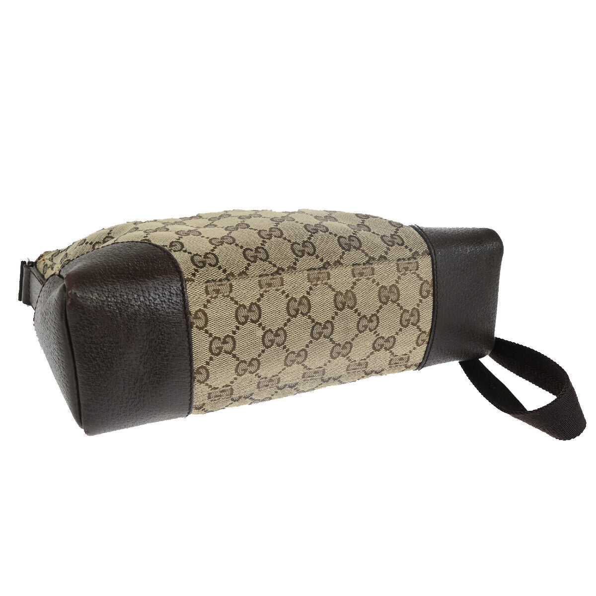 GUCCI Logo GG Pattern Shoulder Bag Canvas Leather Brown Italy 09SJ056
