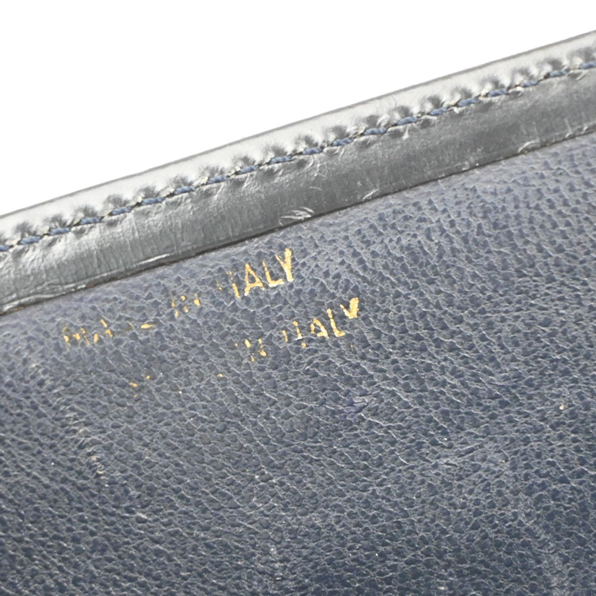 CELINE Logo Shoulder Bag Leather Blue GHW Italy 87EG397
