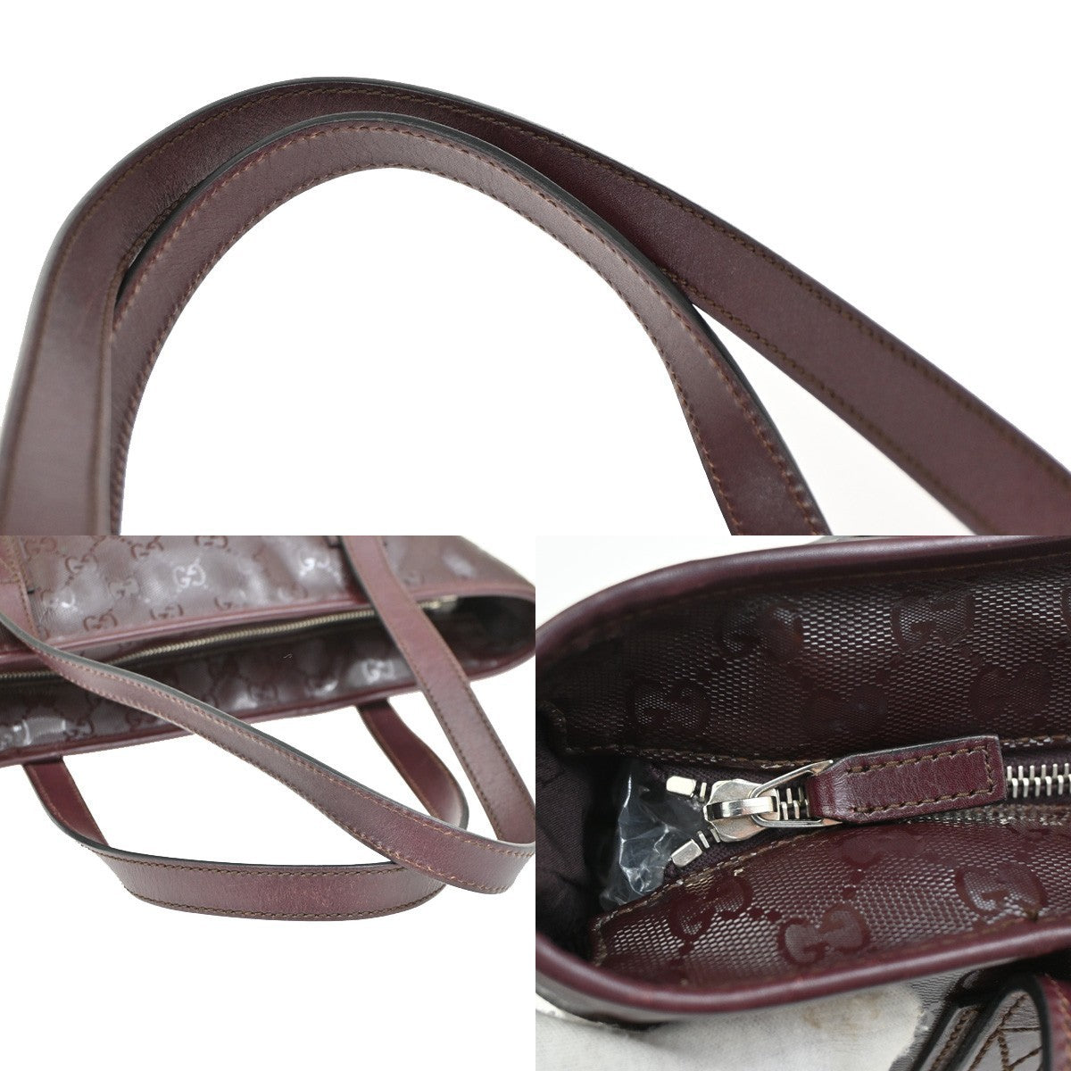 GUCCI GG Pattern Imprime Shoulder Bag PVC  Leather Red Burgundy Italy 39KC078