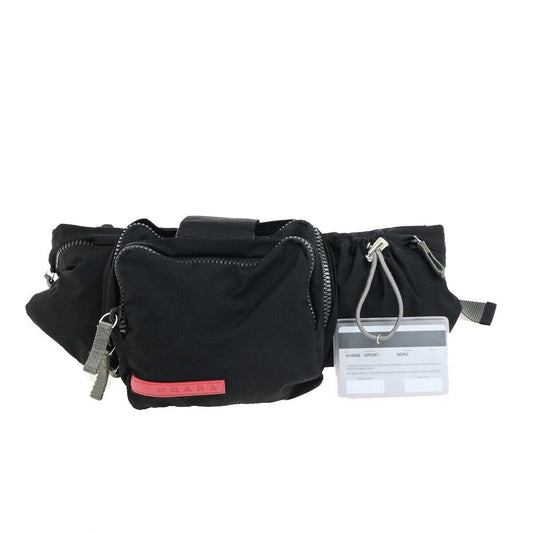 PRADA Sports Logo Mini Bum Belt Waist Bag Nylon Black SHW 31FB449