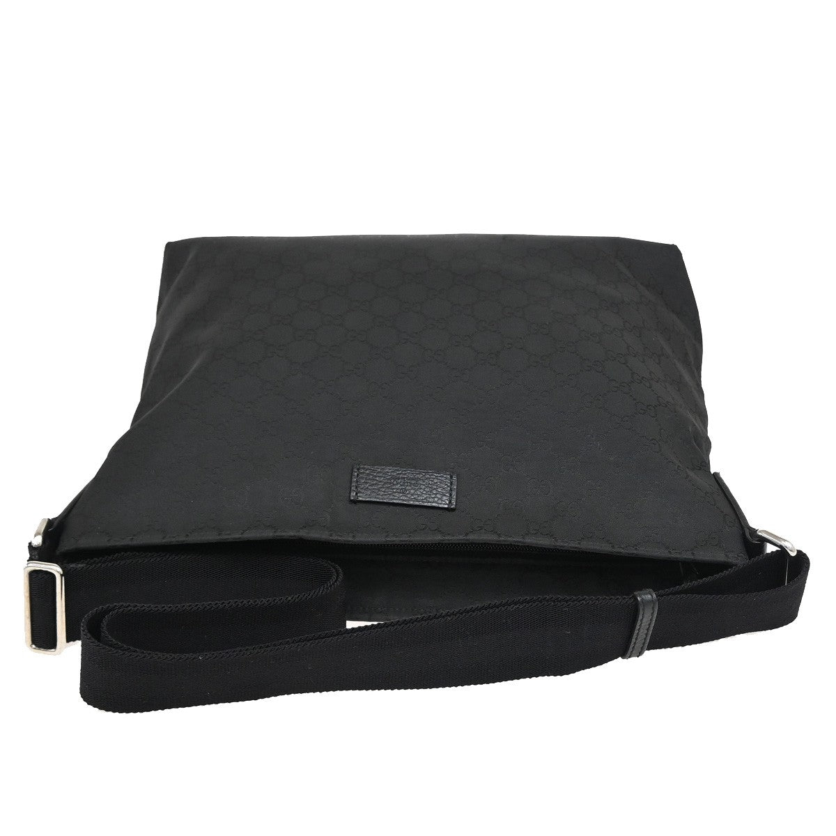 GUCCI Logo Sherry GG Pattern Shoulder Bag Nylon Leather Black SHW Italy 16YH280