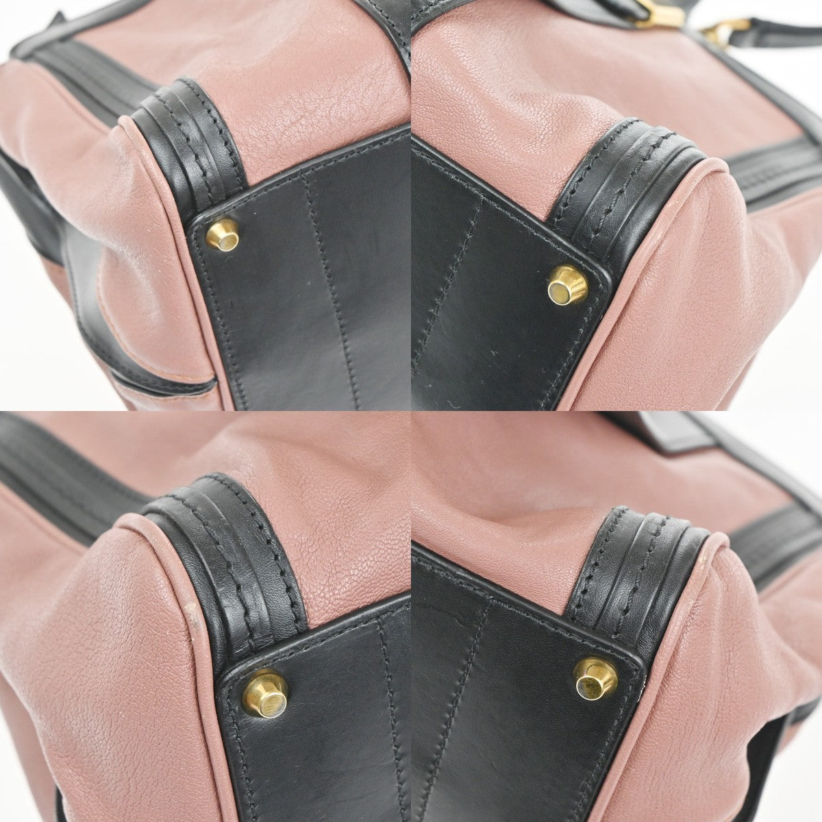 CHLOE Alice 2Way Shoulder Hand bag Leather Black Pink GHW Italy 35TA464