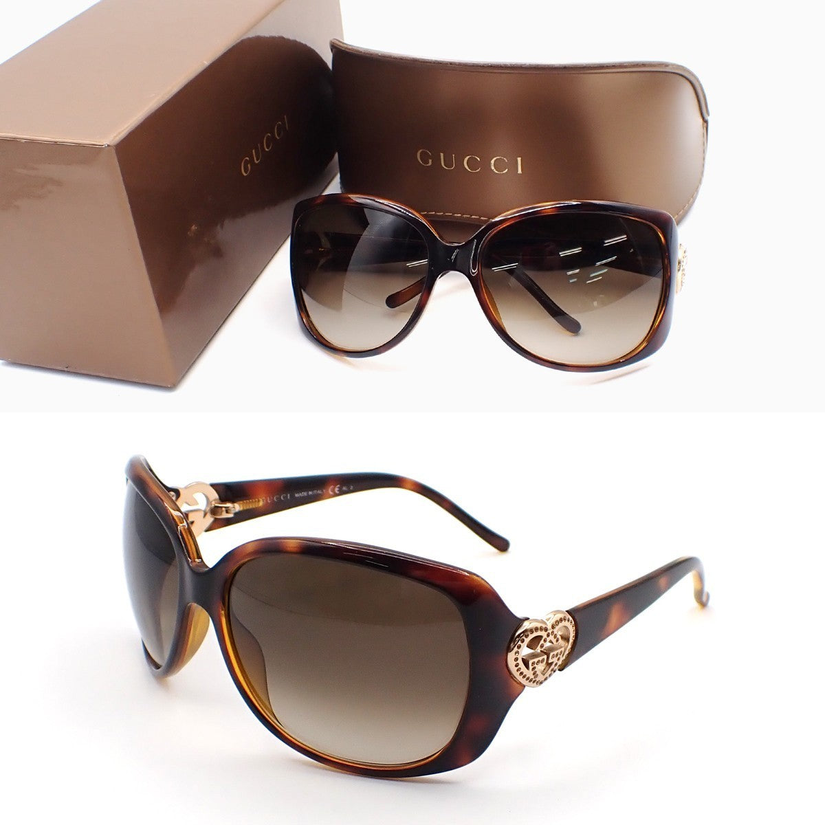 GUCCI Heart Logo Folding Sunglasses GG3548/S  Eye Wear Plastic Metal BN 60RL544