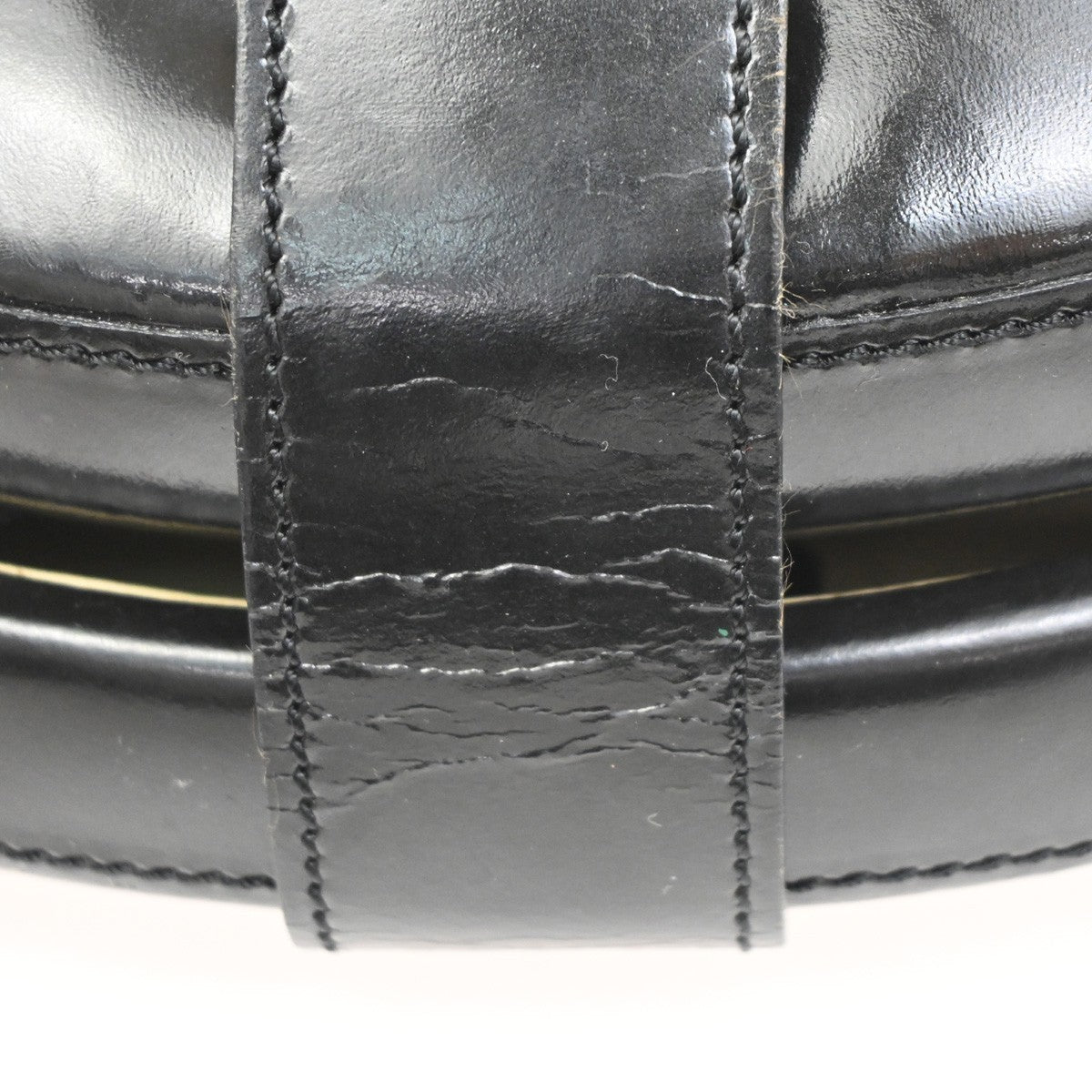 LOEWE Anagram Round 2Way Top Handle Shoulder Bag Calfskin Leather Black 65CA573