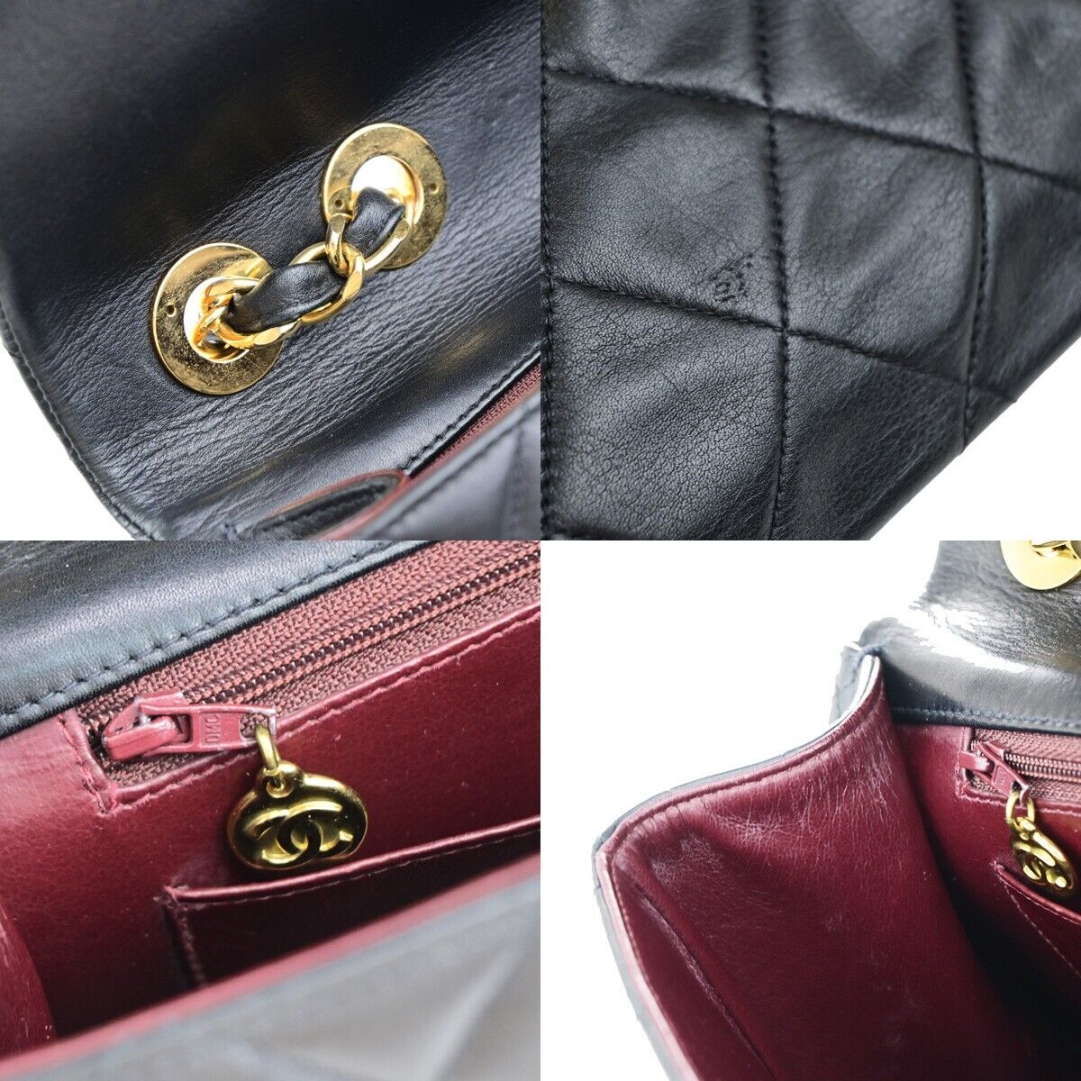 CHANEL Maxi Jumbo Matelasse 34 Chain Shoulder Bag Leather Black Vintage 342RK691