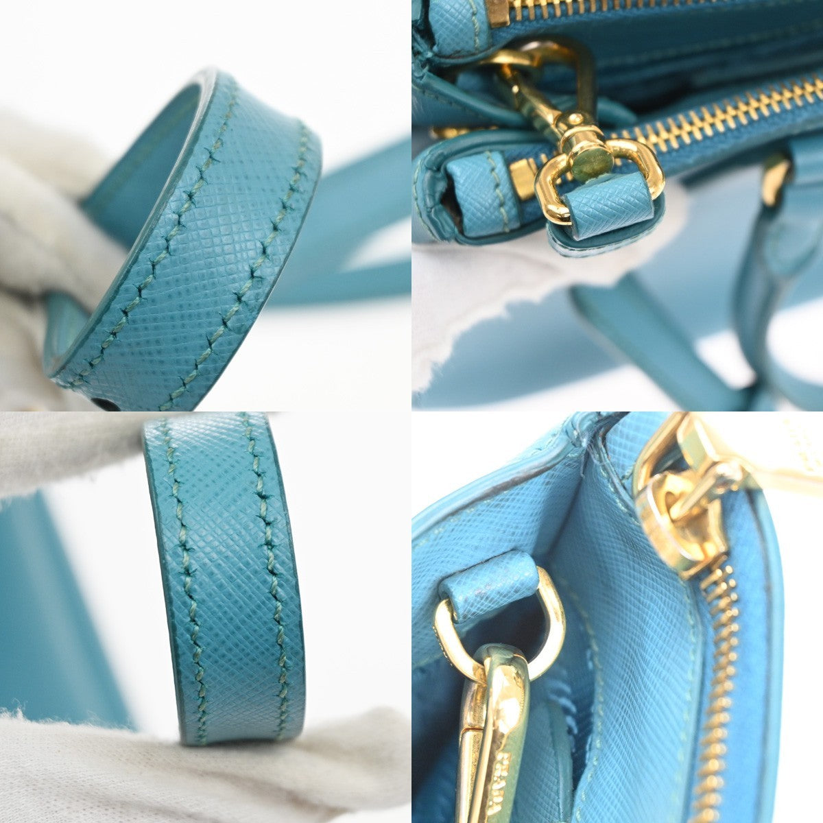 PRADA Galleria 2way Shoulder Hand Bag Saffiano Leather Blue Italy GHW 12KC931
