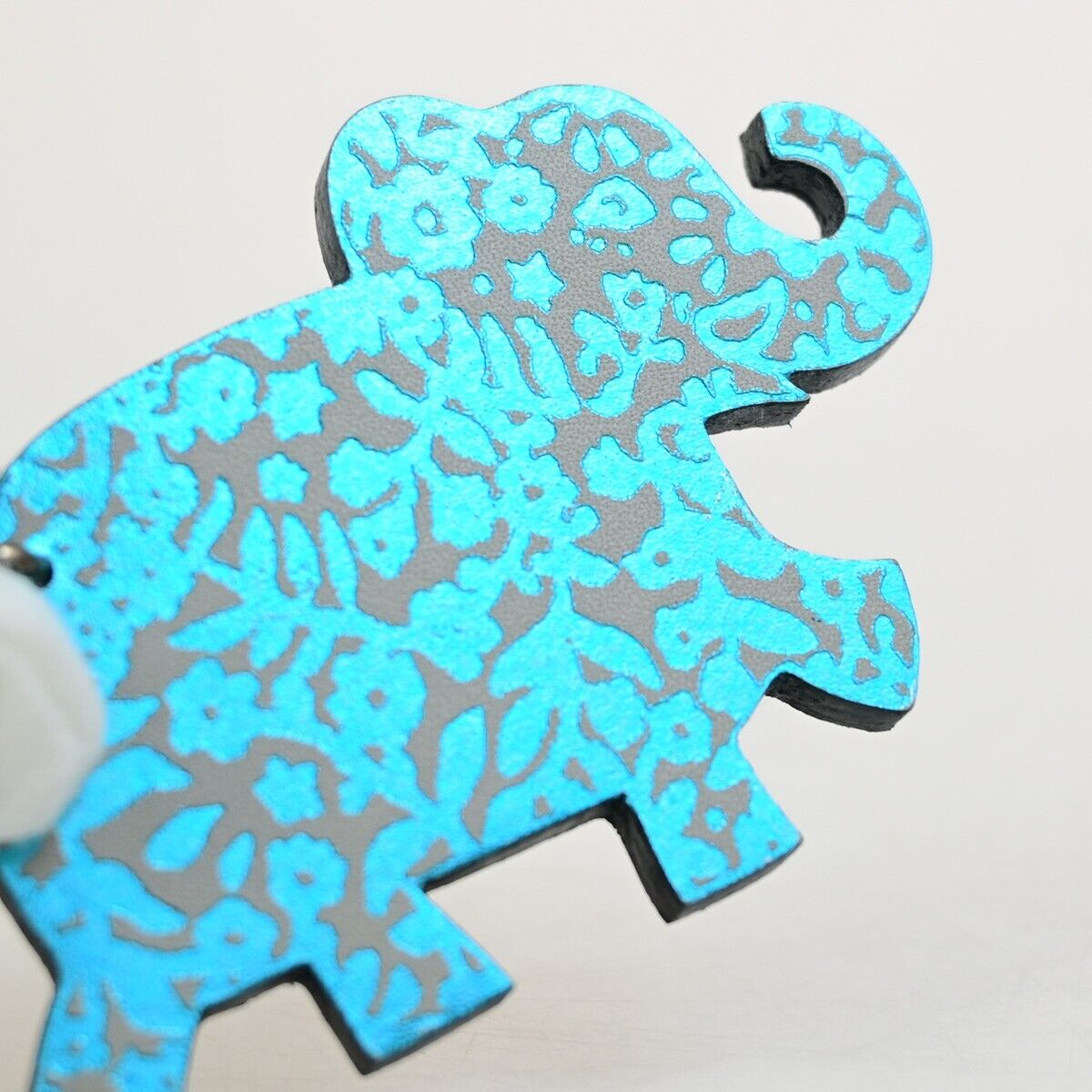 HERMES Logo Elephant Bag Charm Key Holder Chain Plastic Blue SHW 67KA524