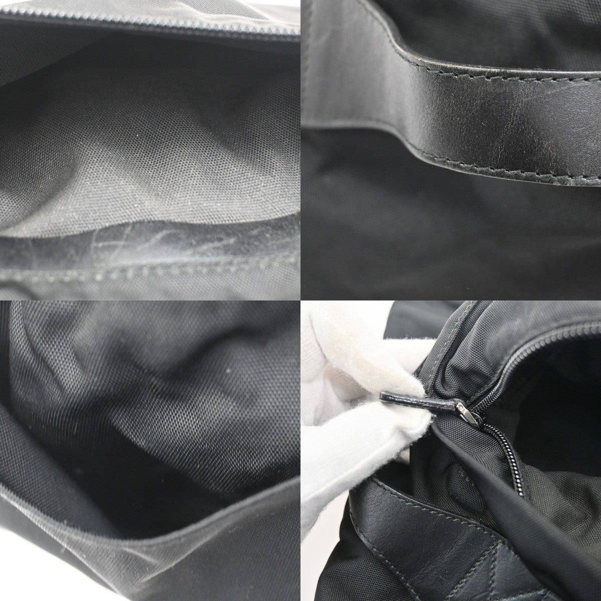 GUCCI Logo Shoulder Travel Hand Bag Nylon Leather Black SHW Italy 07KC492