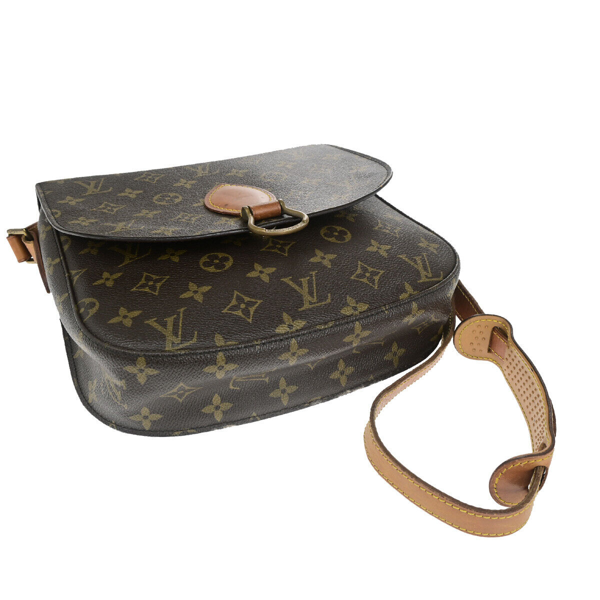 LOUIS VUITTON Saint Cloud GM Shoulder Bag Monogram Leather Brown M51242 30YF362