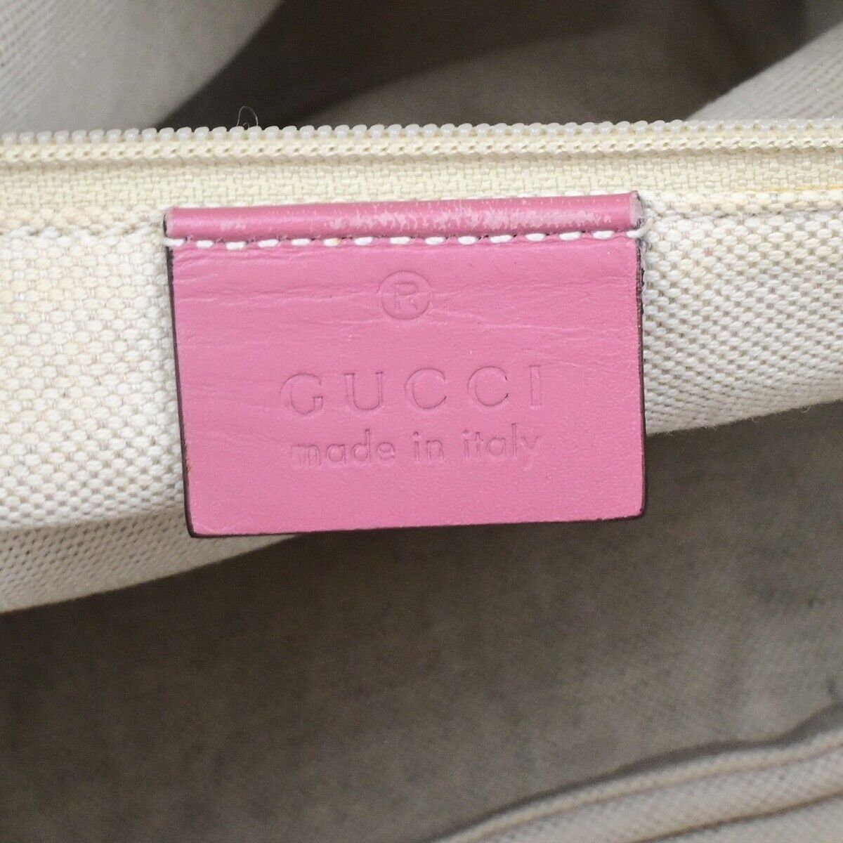 GUCCI Logo GG Pattern Shoulder Bag Canvas Leather Pink Brown GHW 32ED950