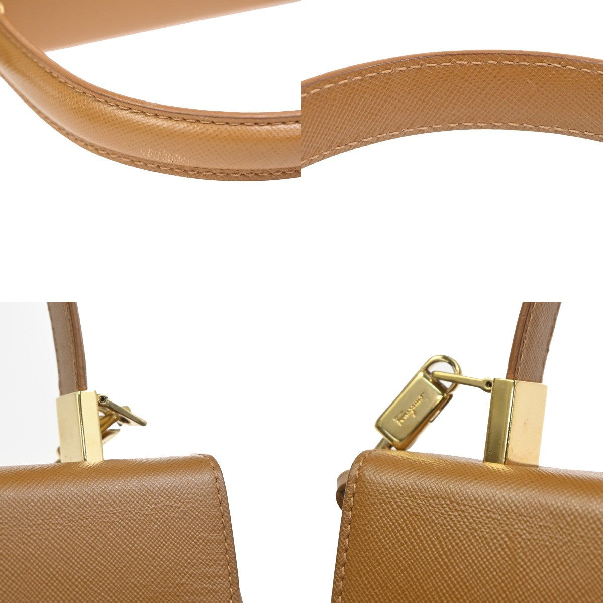 SALVATORE FERRAGAMO Gancini 2Way Shoulder Hand Bag Leather Brown GHW 83RL905
