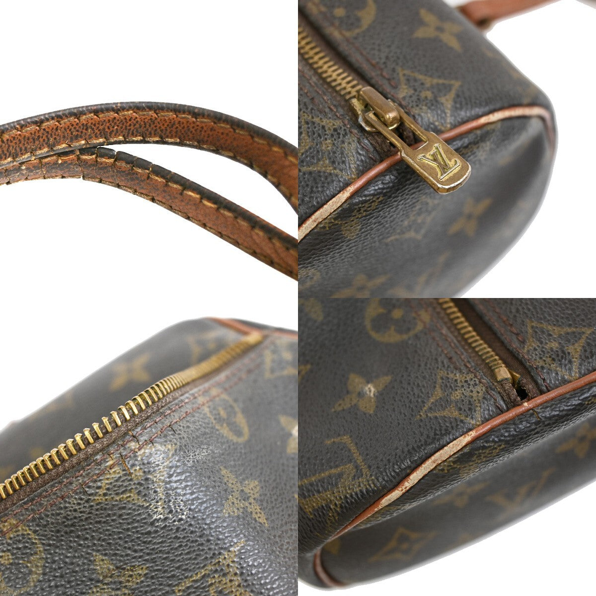 LOUIS VUITTON Logo PAPILLON 26 Hand Bag Monogram Leather Brown M51366 68FB581