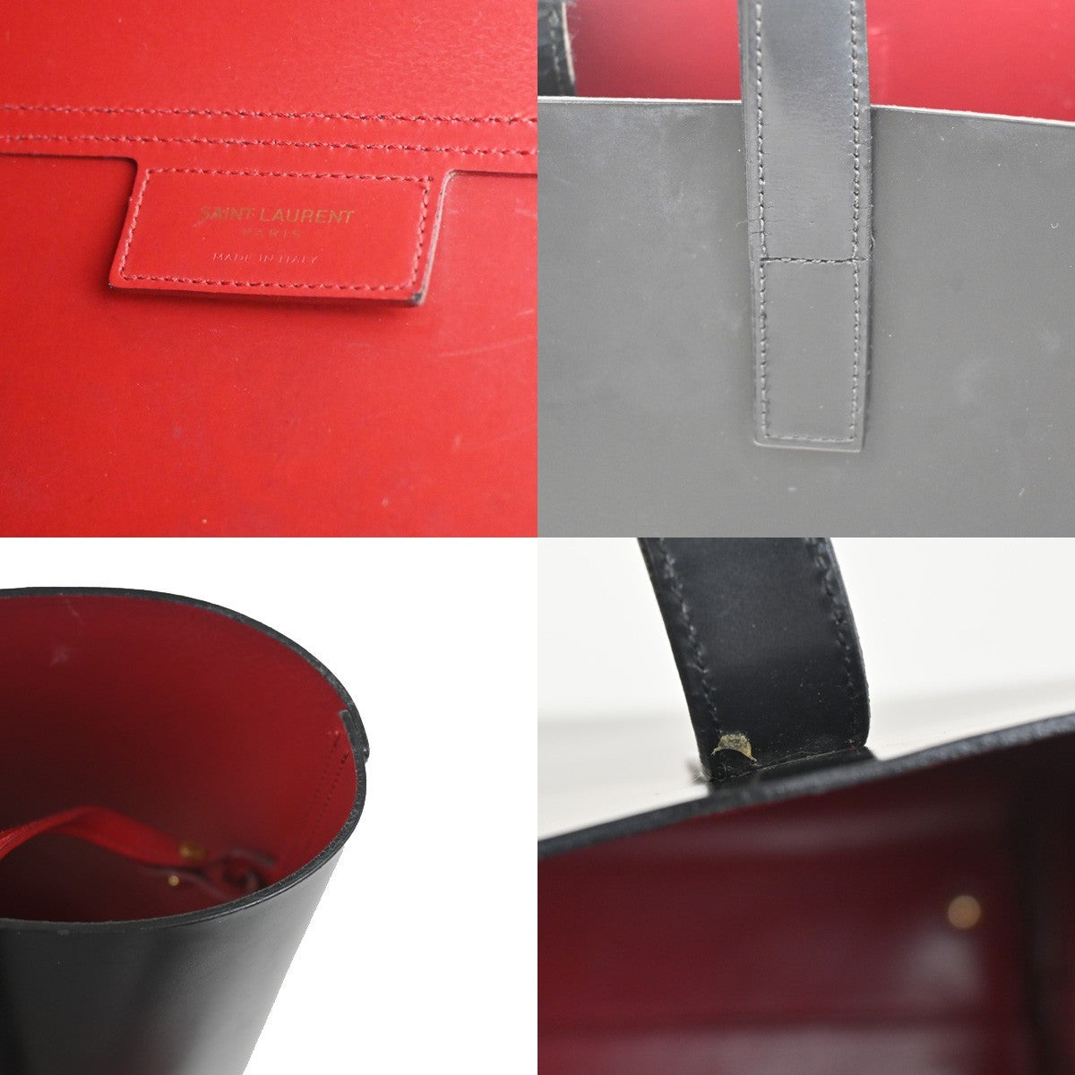 SAINT LAURENT  Shoulder Hand Tote Bag Pouch Leather Black GHW Italy 95RL924