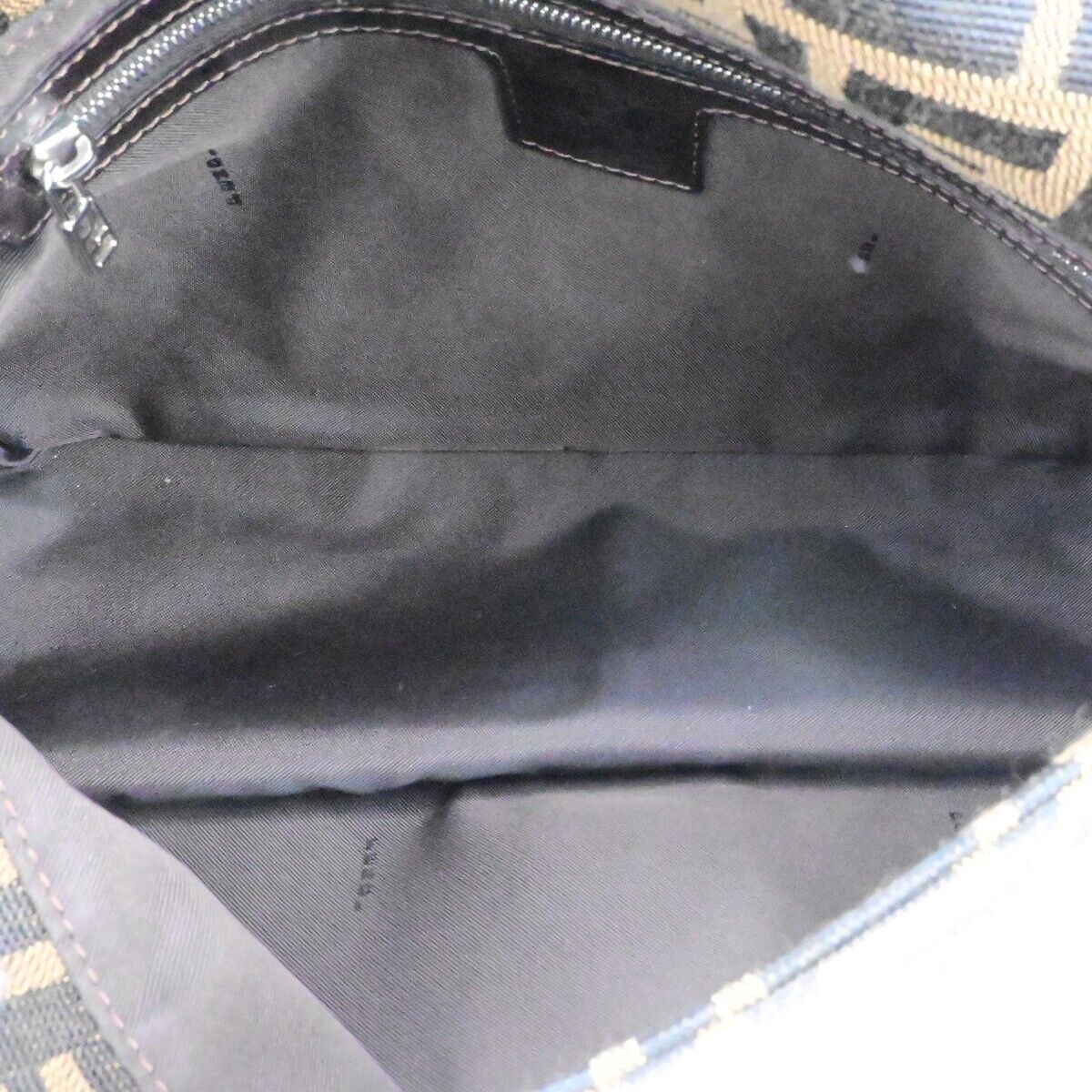 FENDI Logo Mamma Zucca Pattern Shoulder Bag Canvas Leather Brown Italy 25ED280