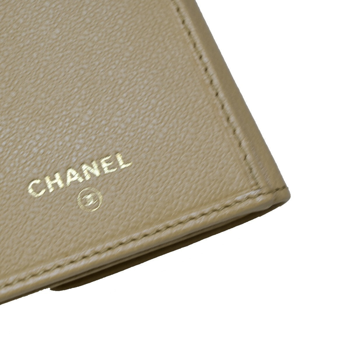 CHANEL CC Logo Long Bifold Wallet Purse Leather Beige GHW Italy 39RF190