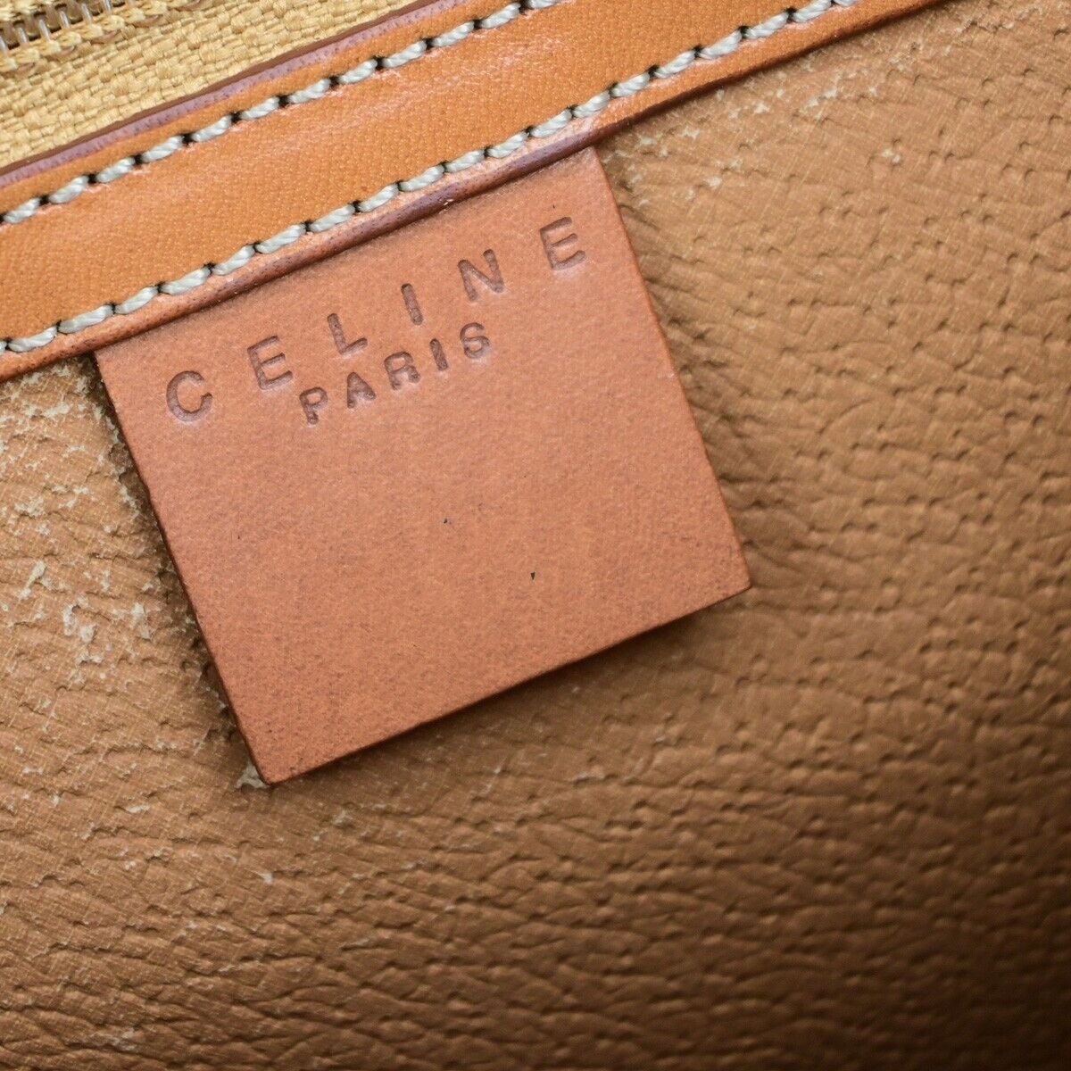 CELINE Logo Macadam Pattern Hand Bag PVC Leather GHW Made in Itay 83EC971