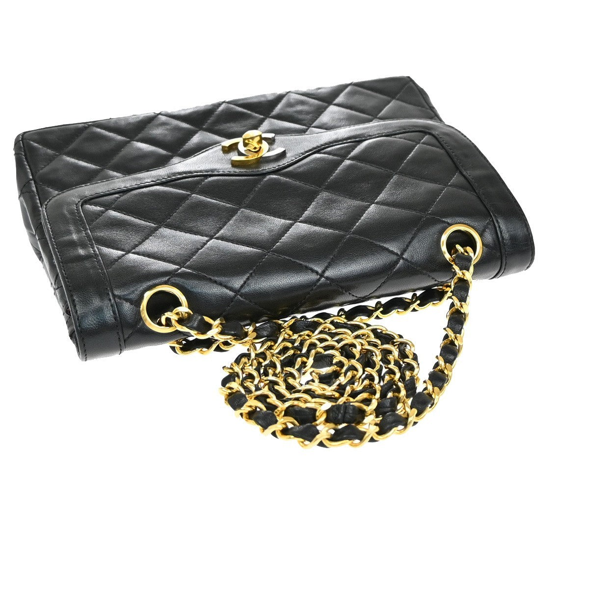 CHANEL PARIS CC Logo Matelasse Chain Mini Shoulder Bag Leather Black 330RF613