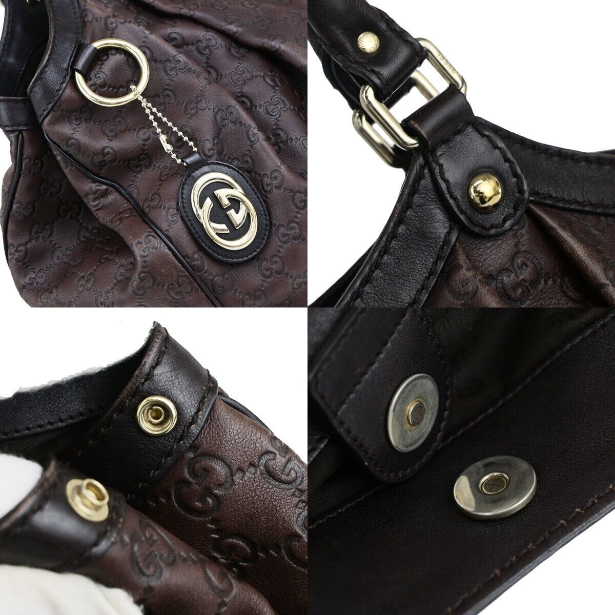 GUCCI Logo Guccissima Sukey GG Pattern Shoulder Bag Leather Brown GHW 83EC987