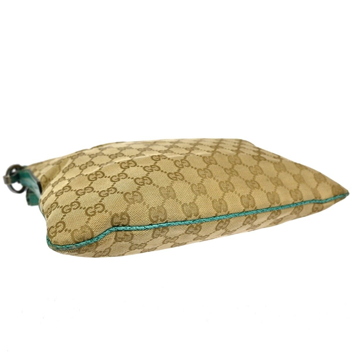 GUCCI Logo GG Pattern Crossbody Shoulder Bag Canvas Leather Beige Green 67EA104