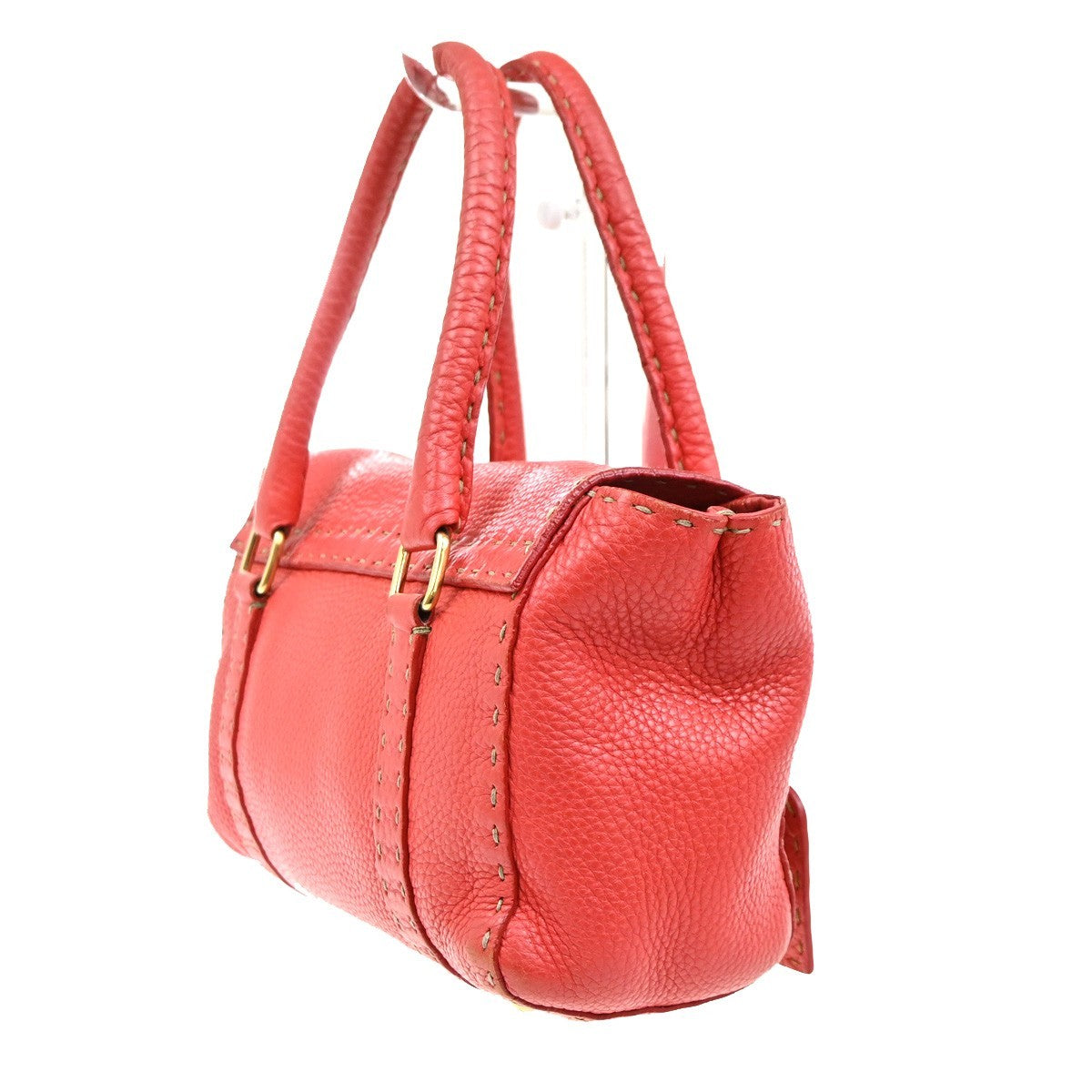 10.Live FENDI Logo Selleria Mini Linda Hand Bag Leather Red GHW Italy 31MA128