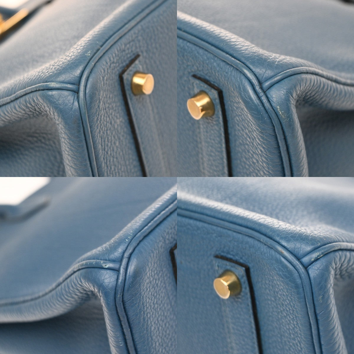 HERMES Birkin 35 Hand Bag Togo Leather Square Q Blue de Galice GHW 6600LC640