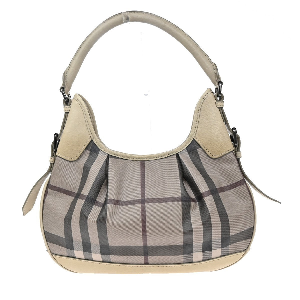BURBERRY Logo Nova Check pattern Shoulder Hand Bag PVC Leather Beige 36MA197