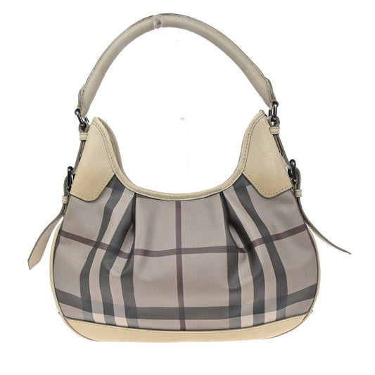 BURBERRY Logo Nova Check pattern Shoulder Hand Bag PVC Leather Beige 36MA197