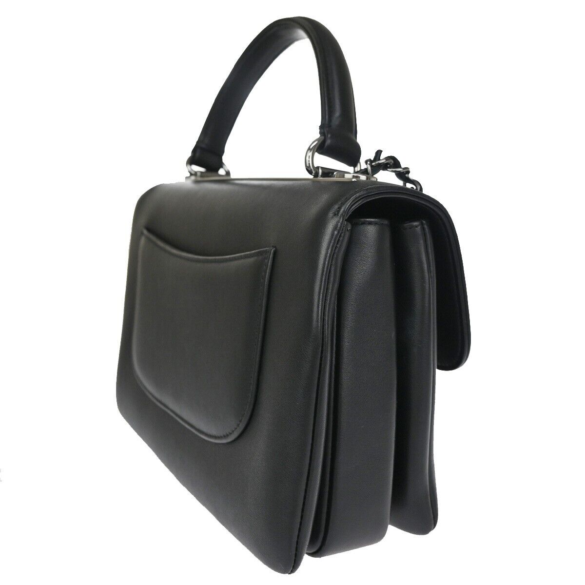 CHANEL CC Logo 2Way Chain Shoulder Hand Bag Leather Black SHW Italy 110RJ035