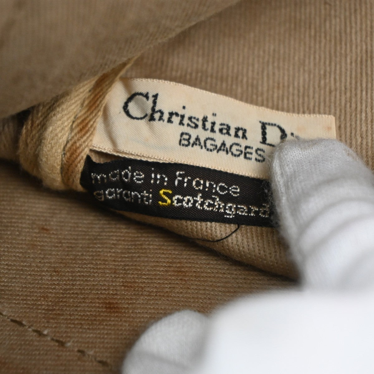 CHRISTIAN DIOR Logo Trotter Boston Hand Bag Canvas Leather Blue France 73MA573