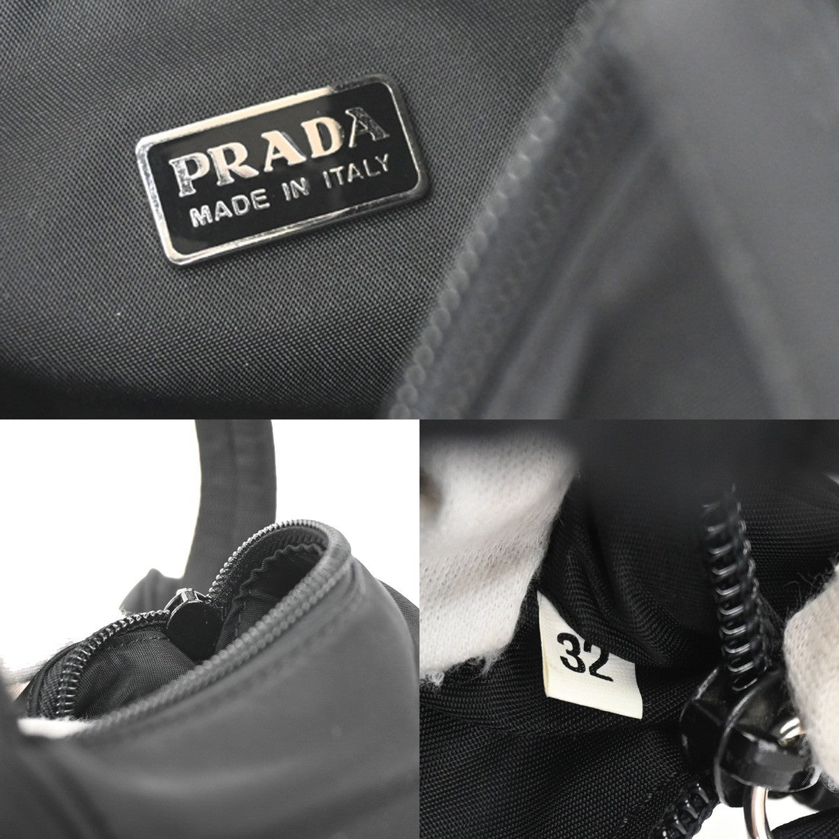 PRADA Logo Tessuto Mini Shoulder Hand Bag Nylon Black SHW Italy 32YJ188