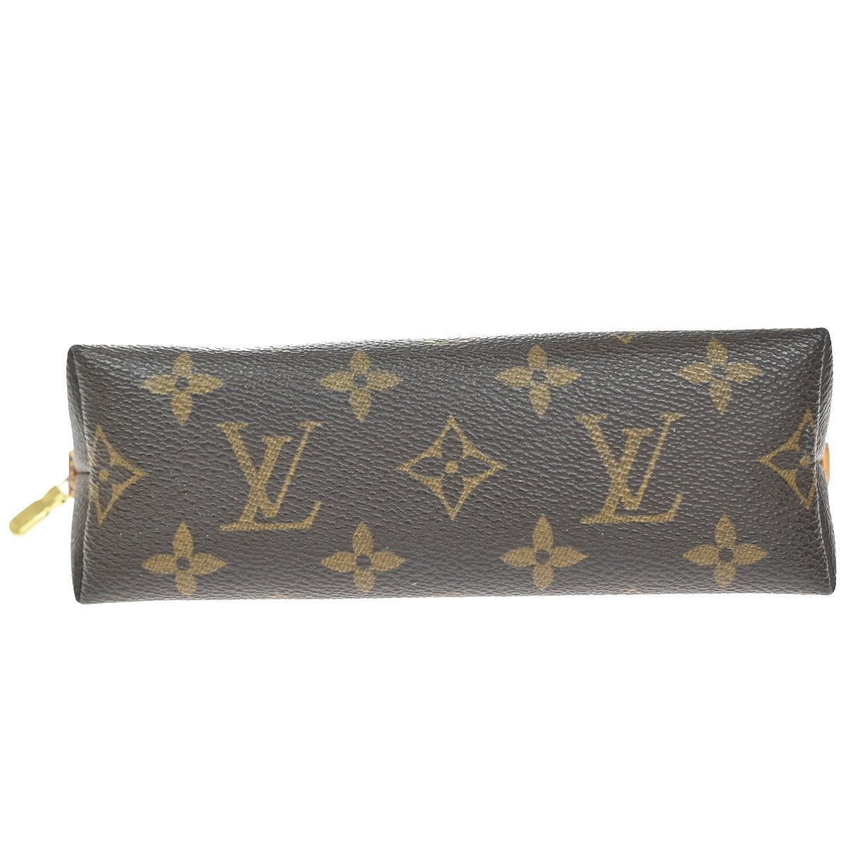 LOUIS VUITTON Logo Pochette Cosmetic Pouch Monogram Leather Brown M47515 05YH998