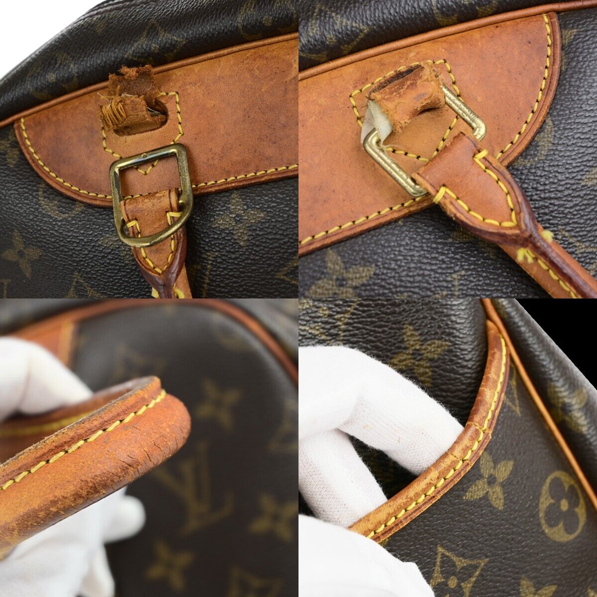 LOUIS VUITTON LV Logo Deauville Hand Bag Monogram Leather Brown M47270 61EC991