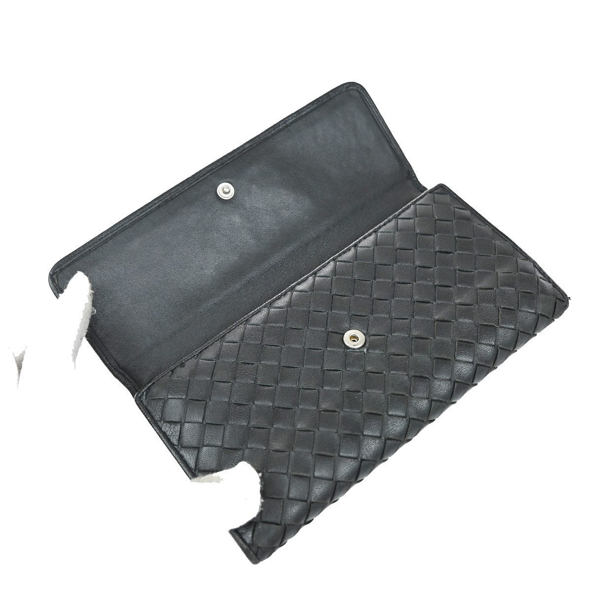 BOTTEGA VENETA Logo Intrecciato 2 Set Long Zipper Wallet Leather Black 67KP013