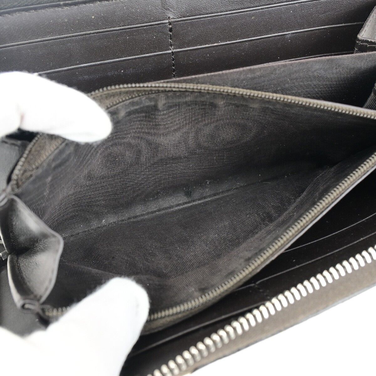 GUCCI Sherry GG Pattern Long Zipper Around Wallet Supreme Leather Brown 65EC844