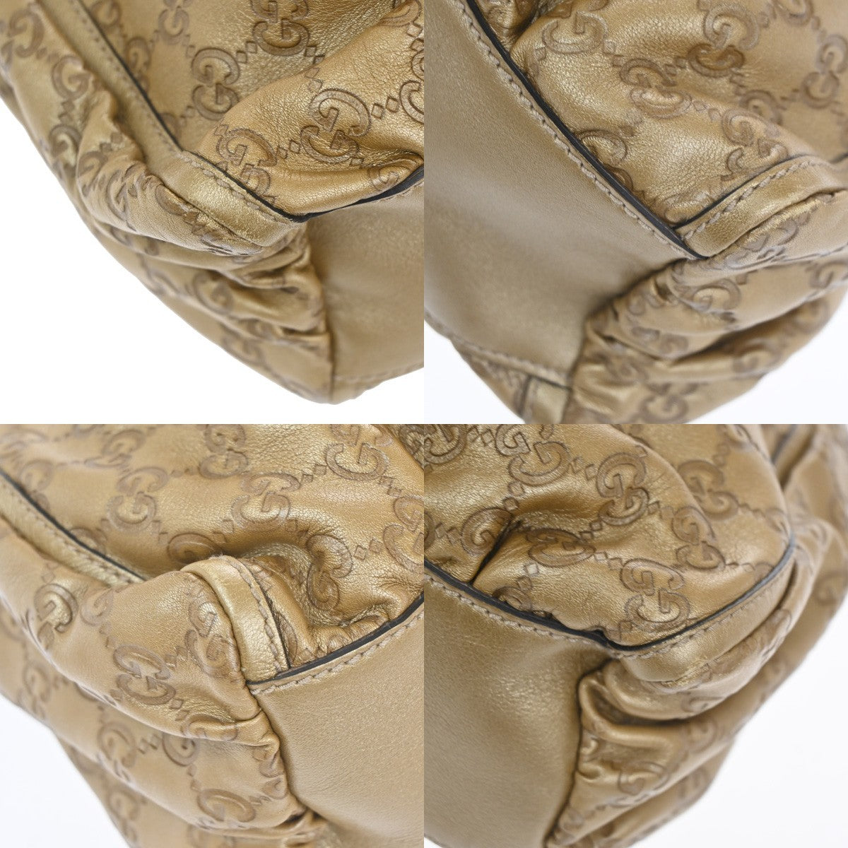 GUCCI Guccissima Abbey One Shoulder Hand Bag Embossing Leather Gold GHW  84TA490
