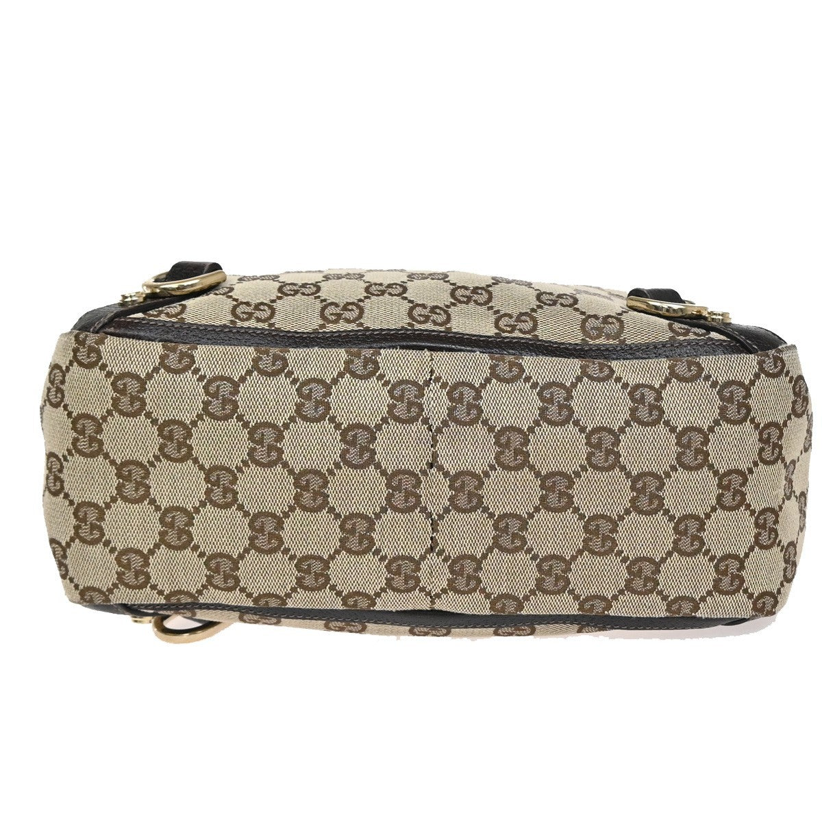 GUCCI GG Pattern Abbey D-Ring Hand Bag Canvas Leather Brown GHW Italy 31KC675