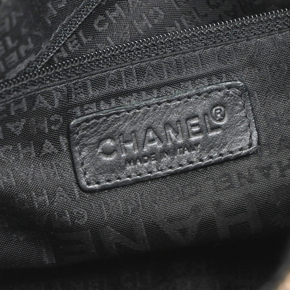 CHANEL CC Chocolate Bar Travel Hand Bag Nylon Leather Black SHW Italy 93RQ028