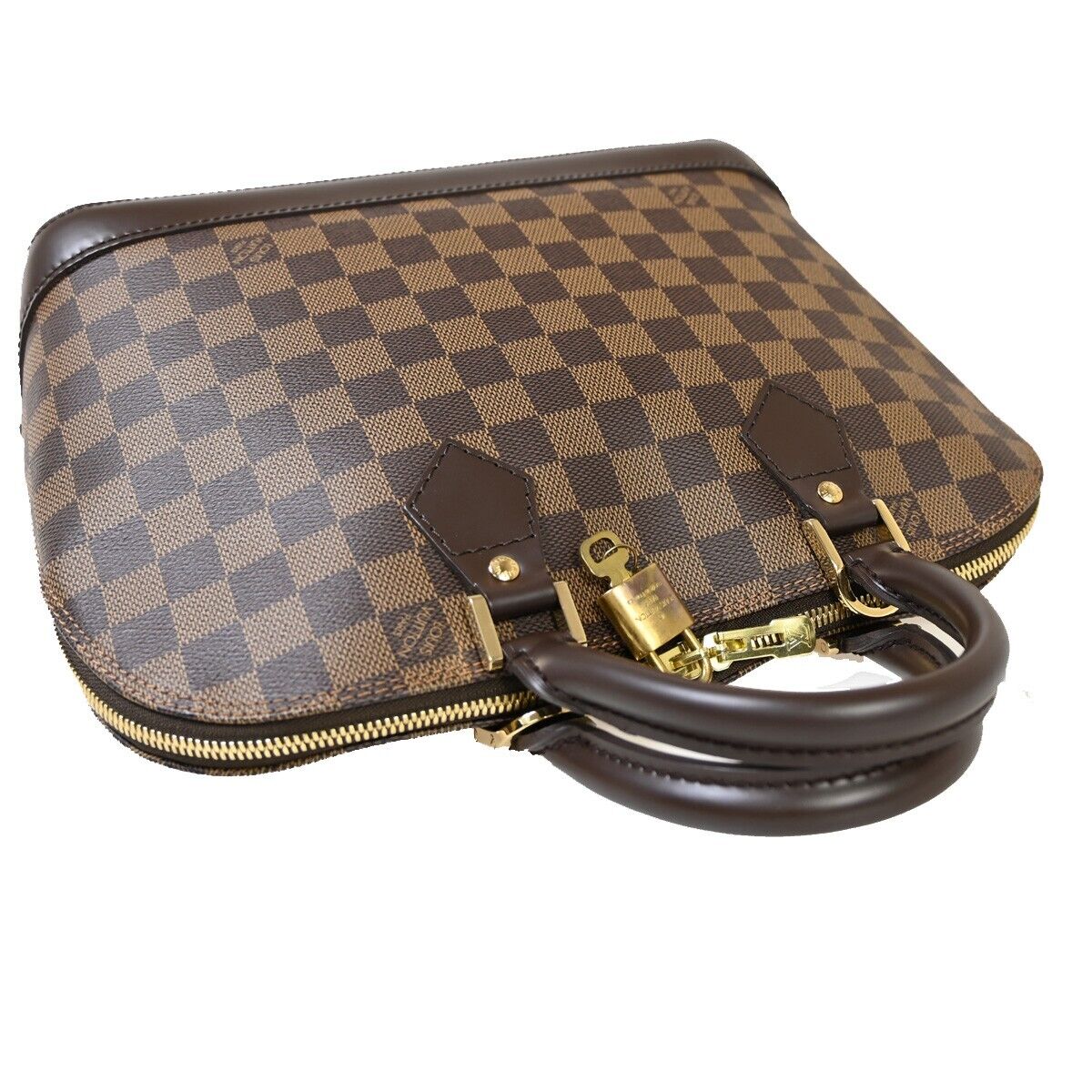 LOUIS VUITTON LV Logo Alma Hand Bag Damier Ebene Leather Brown N51131 667RJ743
