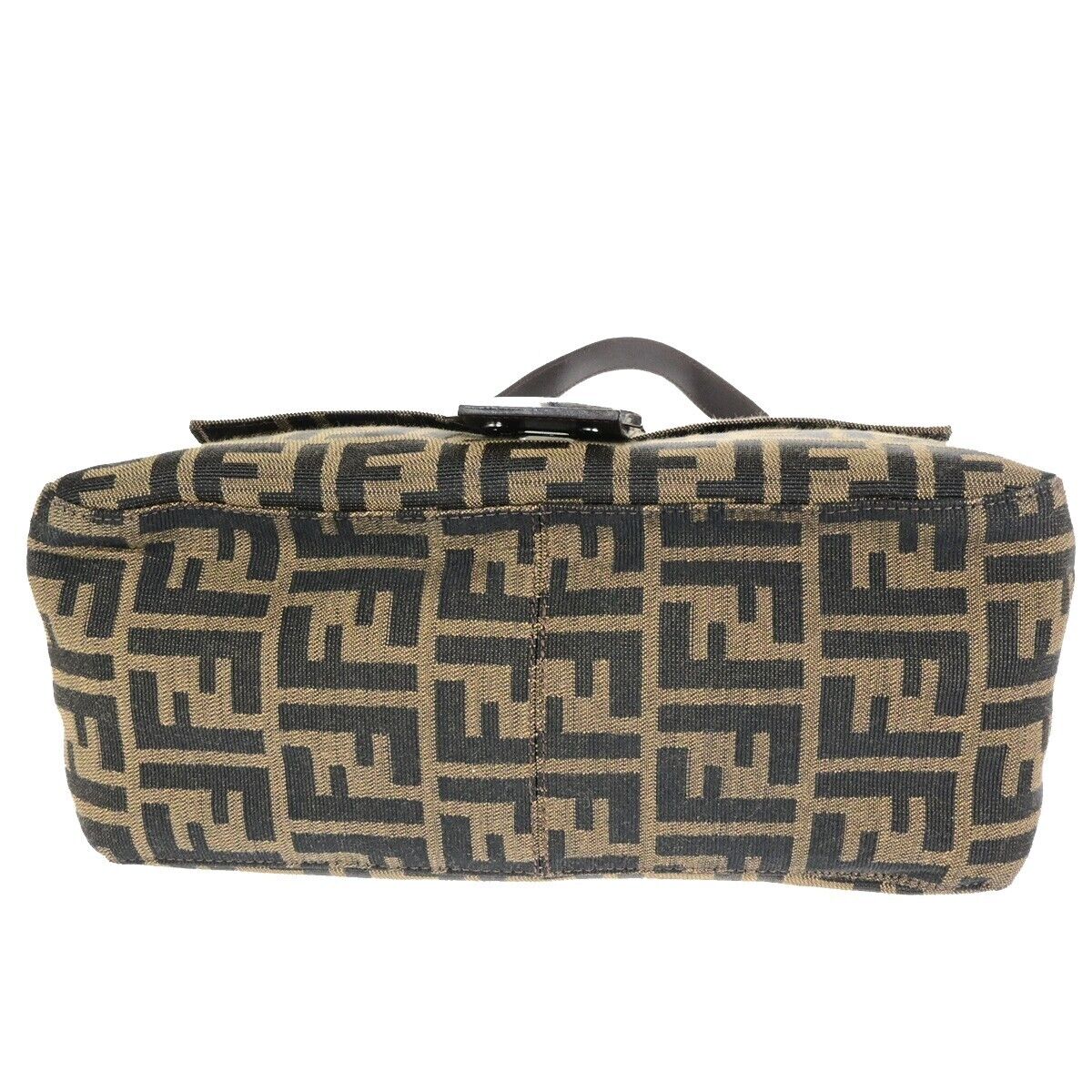 FENDI Logo Mamma Zucca Pattern Shoulder Bag Canvas Leather Brown Italy 25ED280