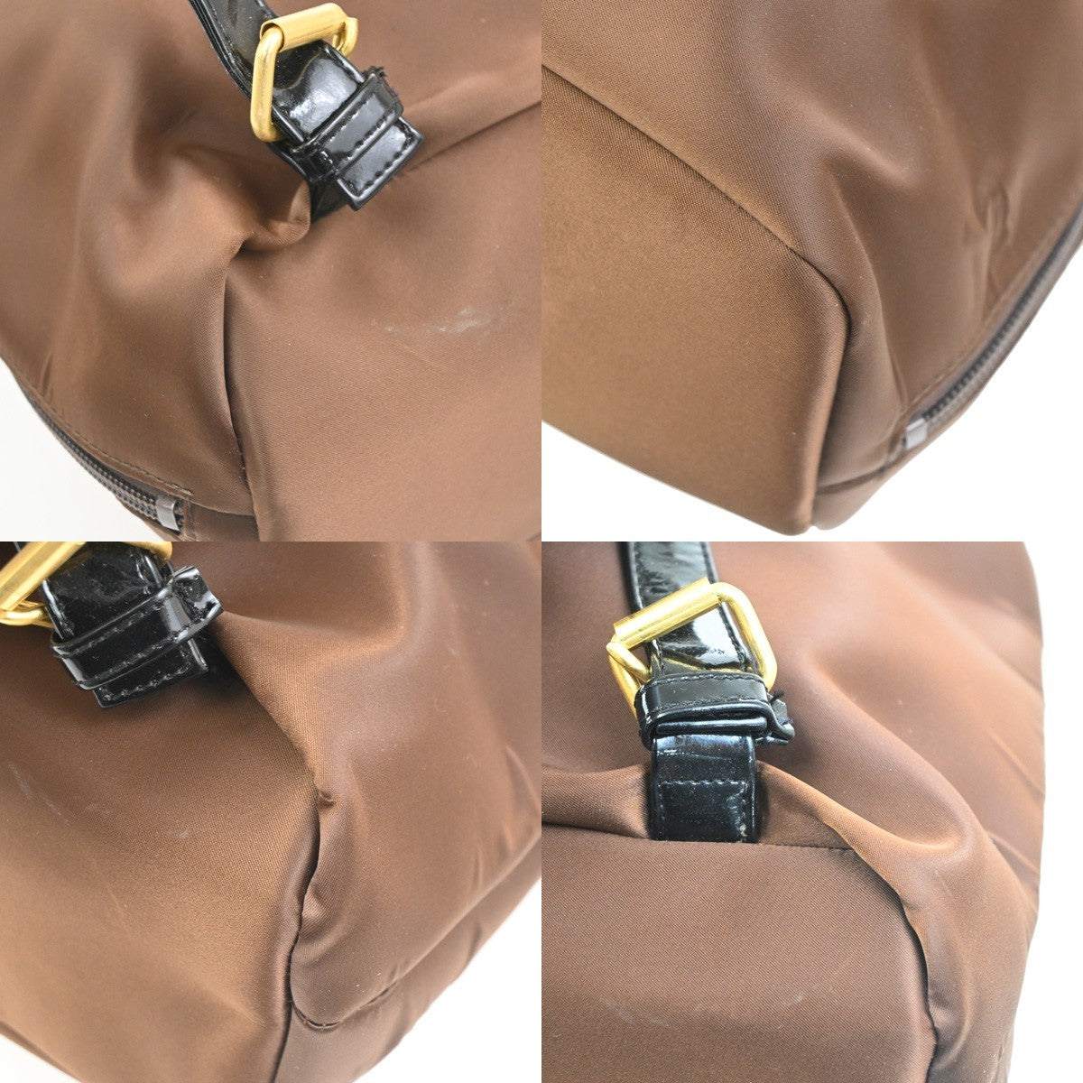 BALENCIAGA Logo Backpack Shoulder Bag Nylon Patent Leather Brown GHW 07TA443