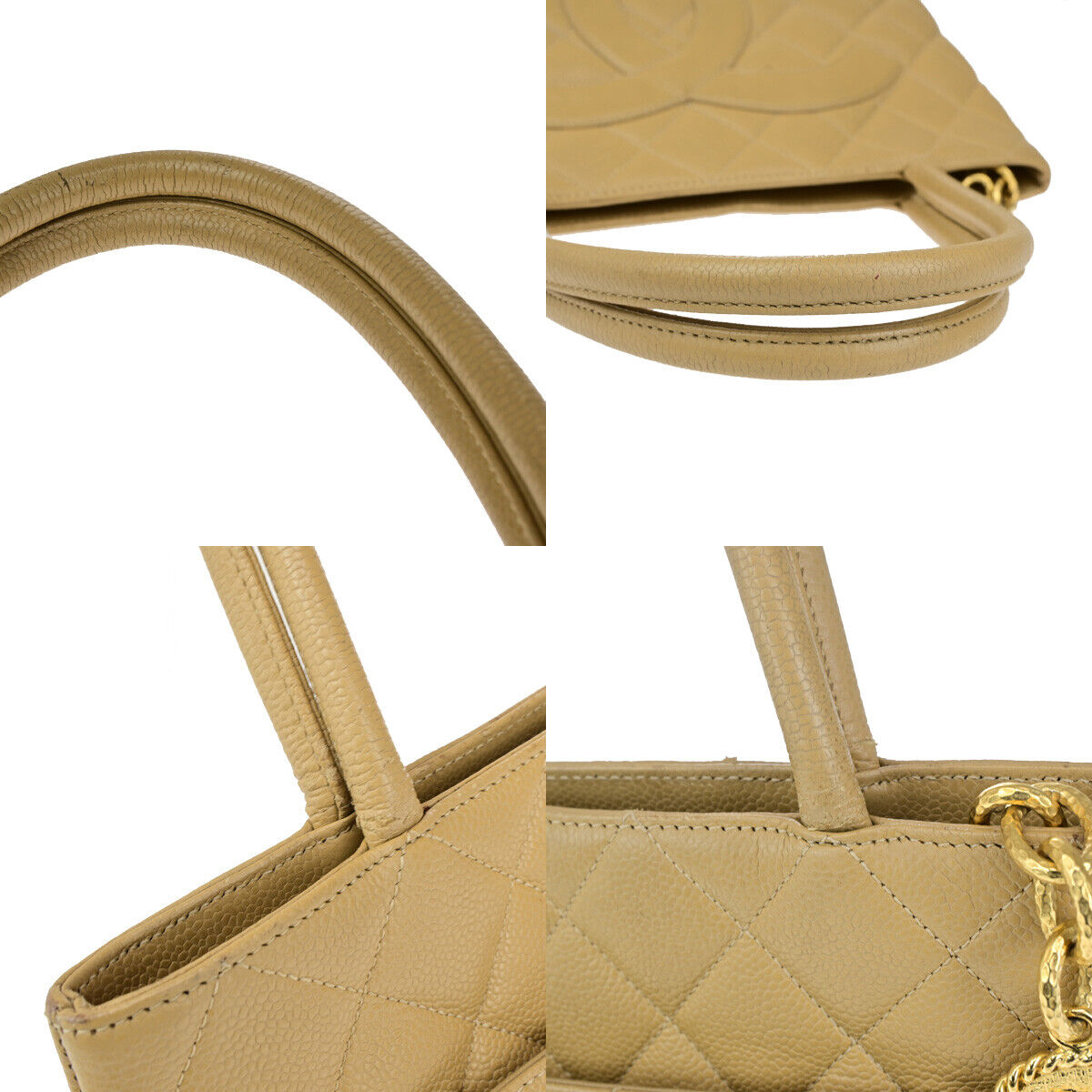 CHANEL CC Medallion Matelasse Shoulder Bag Grained Calfskin Leather BE 46RK561