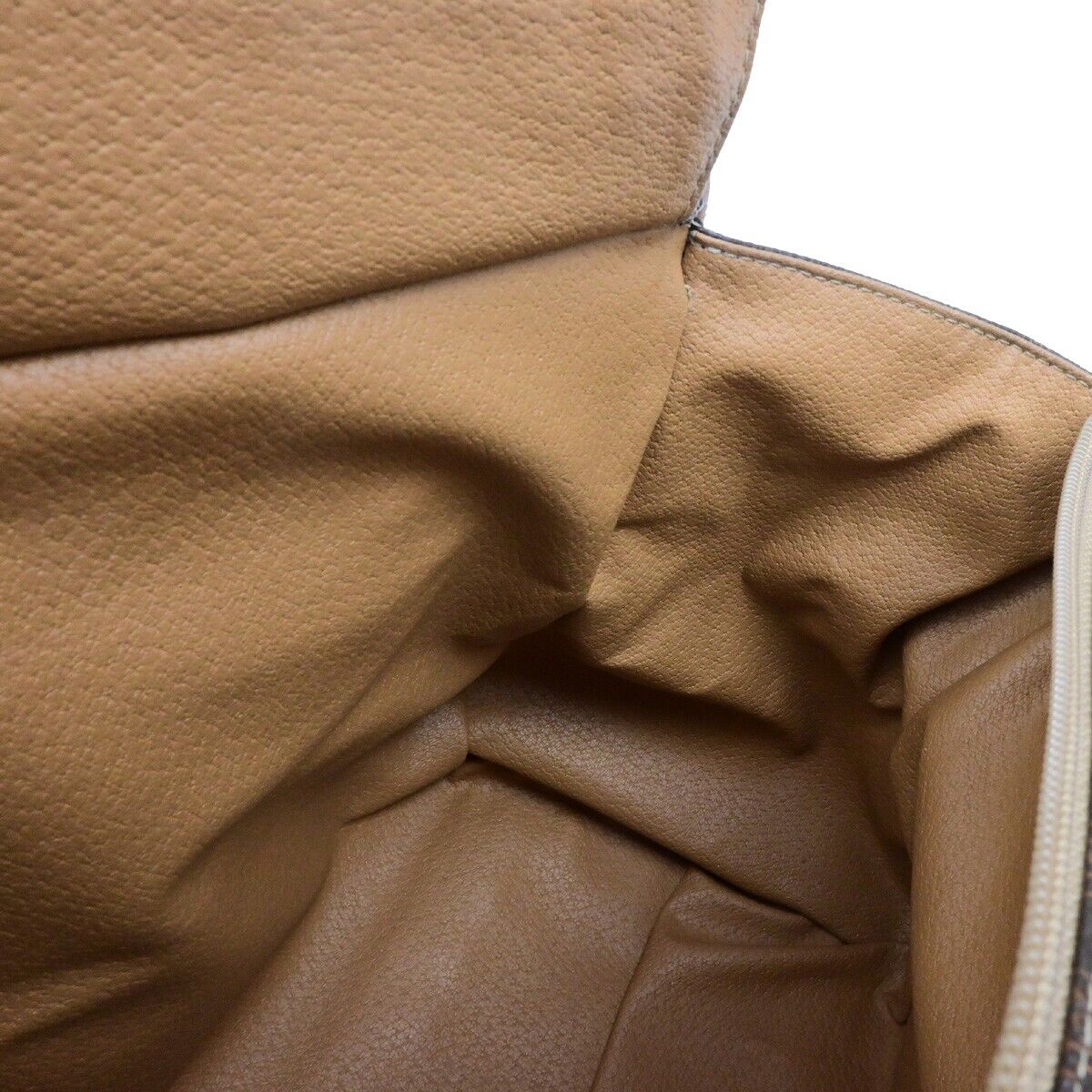 CELINE Circle Logo Macadam Pattern Shoulder Hand Bag PVC Leather Brown 33ED943