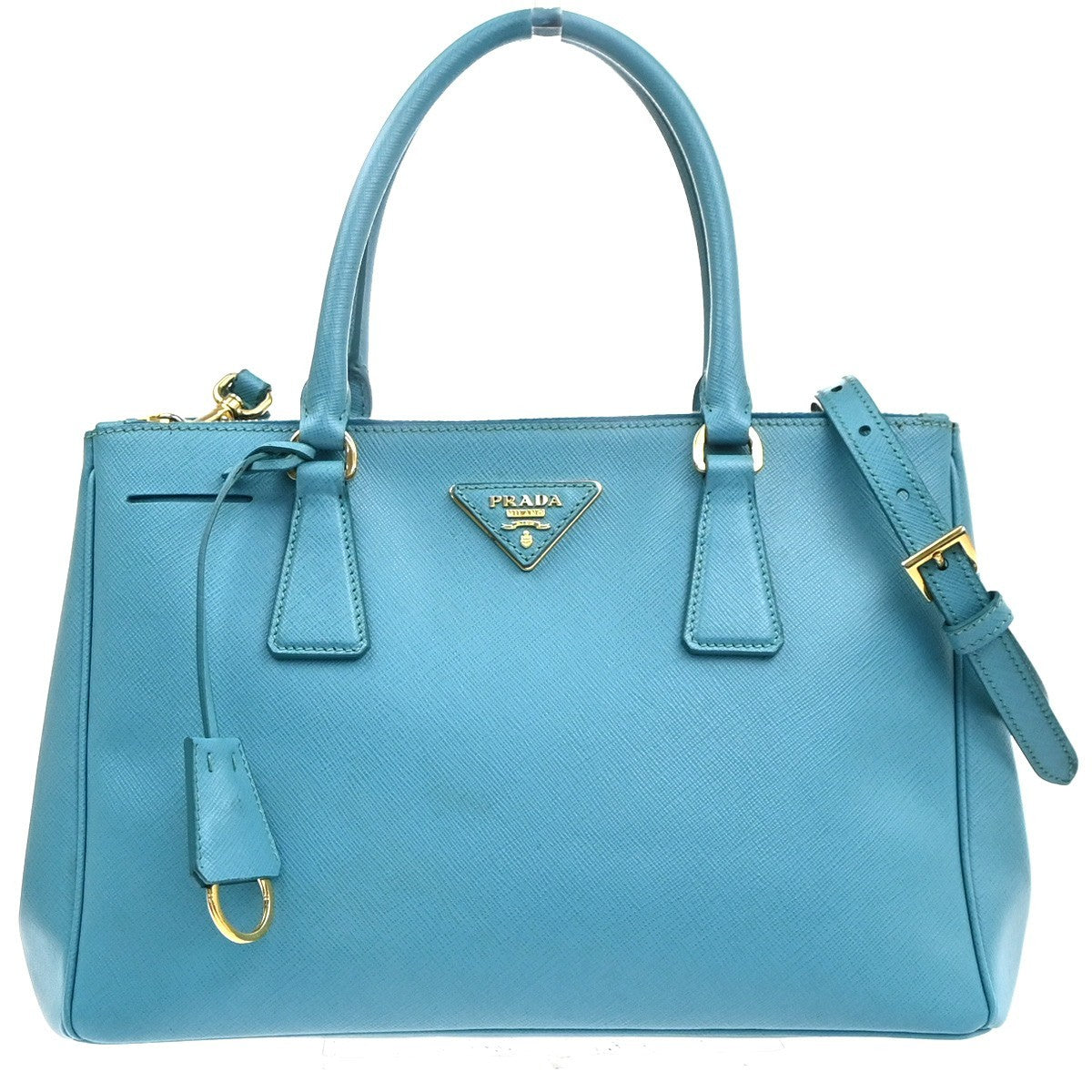 PRADA Galleria 2way Shoulder Hand Bag Saffiano Leather Blue Italy GHW 12KC931