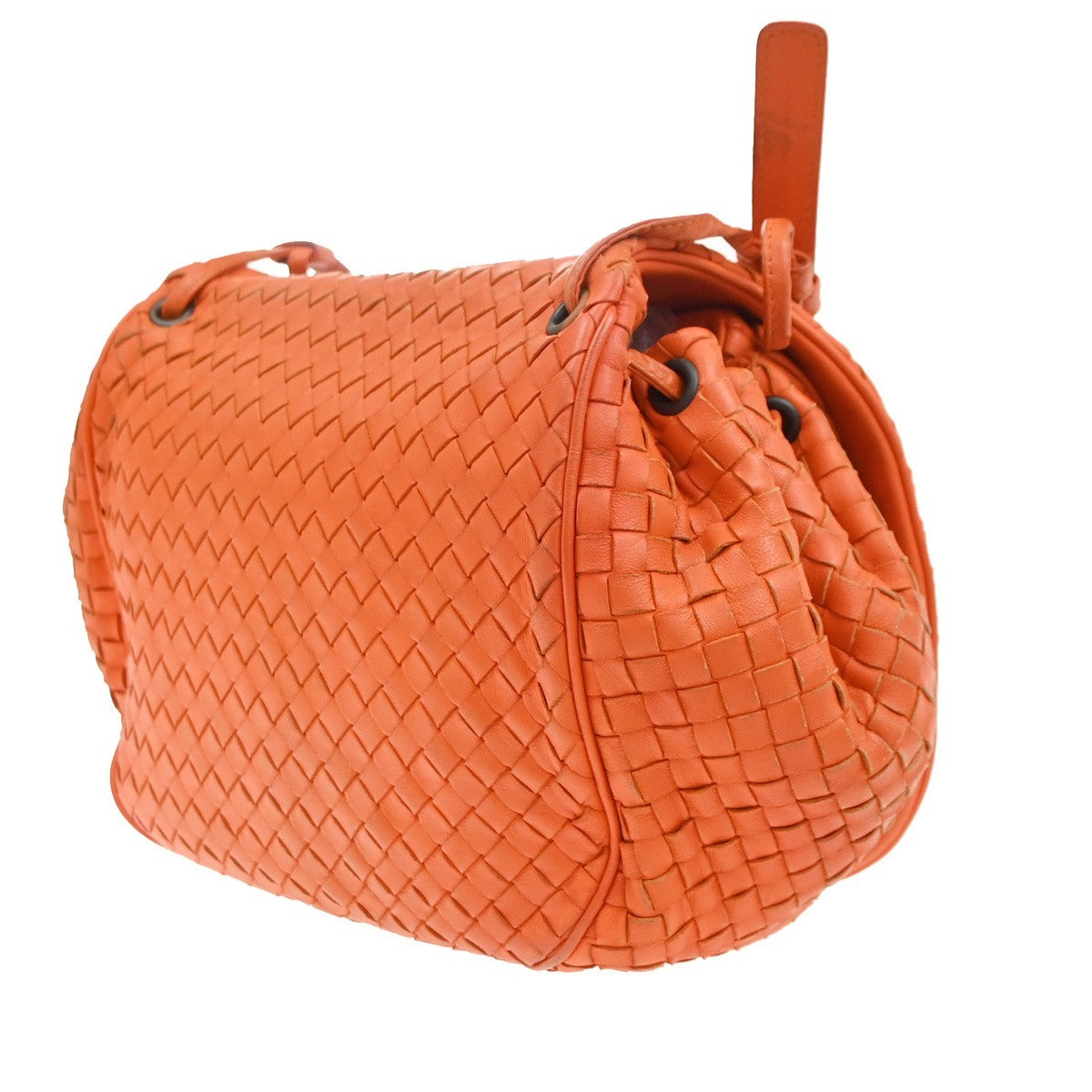 BOTTEGA VENETA Logo Intrecciato Shoulder Hand Bag Leather Orange Italy 95MA530