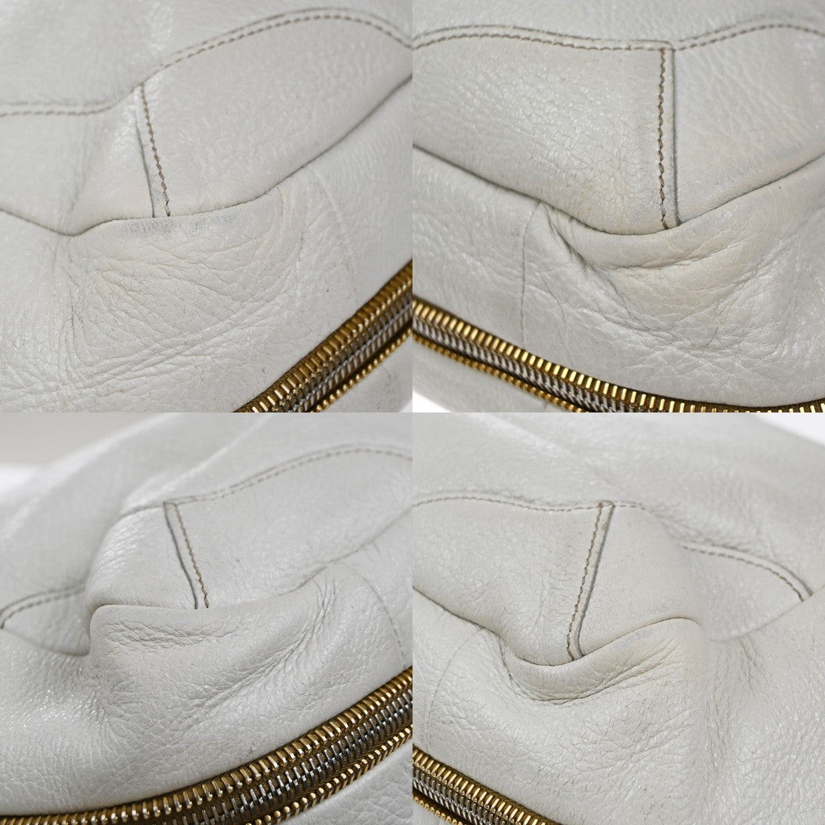 PRADA Logo Shoulder Bag Vitello Daino Leather White Italy 36KP574