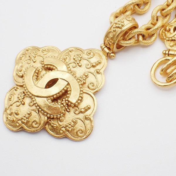 CHANEL CC Logos Chain Long Necklace Pendant 96A  Gold France Vintage 41RL486