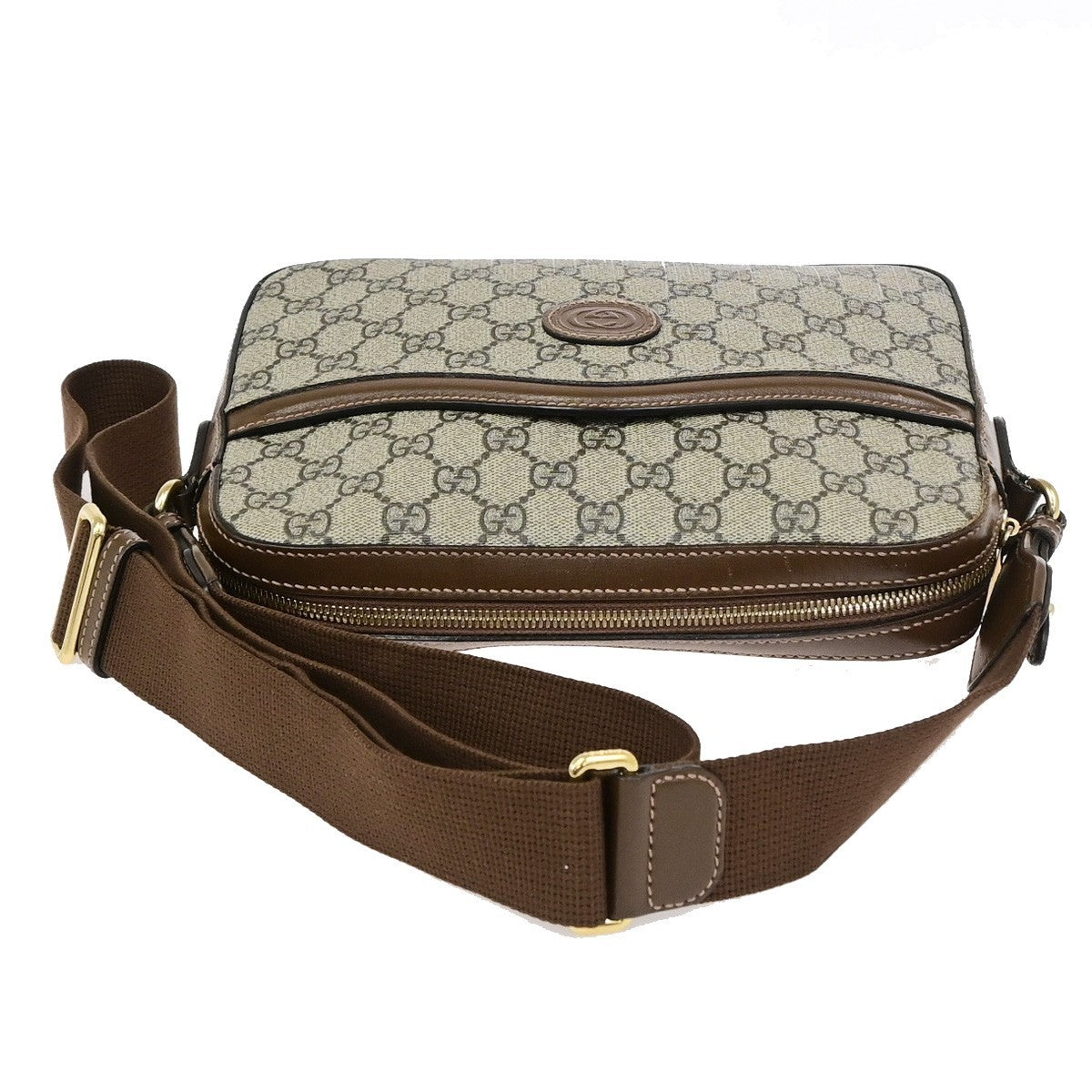 GUCCI GG Pattern Crossbody Shoulder Bag Supreme Leather Brown GHW Italy 96YJ268