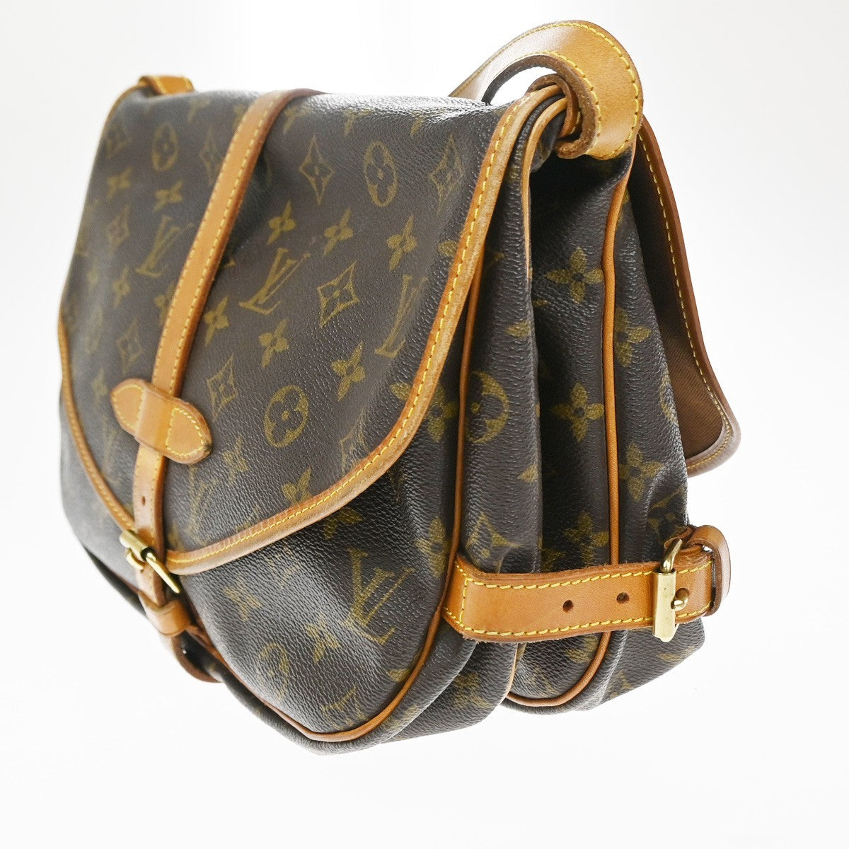 LOUIS VUITTON Logo Saumur 30 Shoulder Bag Monogram Leather Brown M42256 70CA886